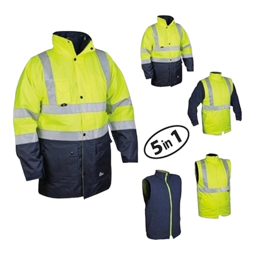 Izrasa NT-44 Oxford 5 İn 1 Reflektörlü Parka (Sarı/Lacivert)