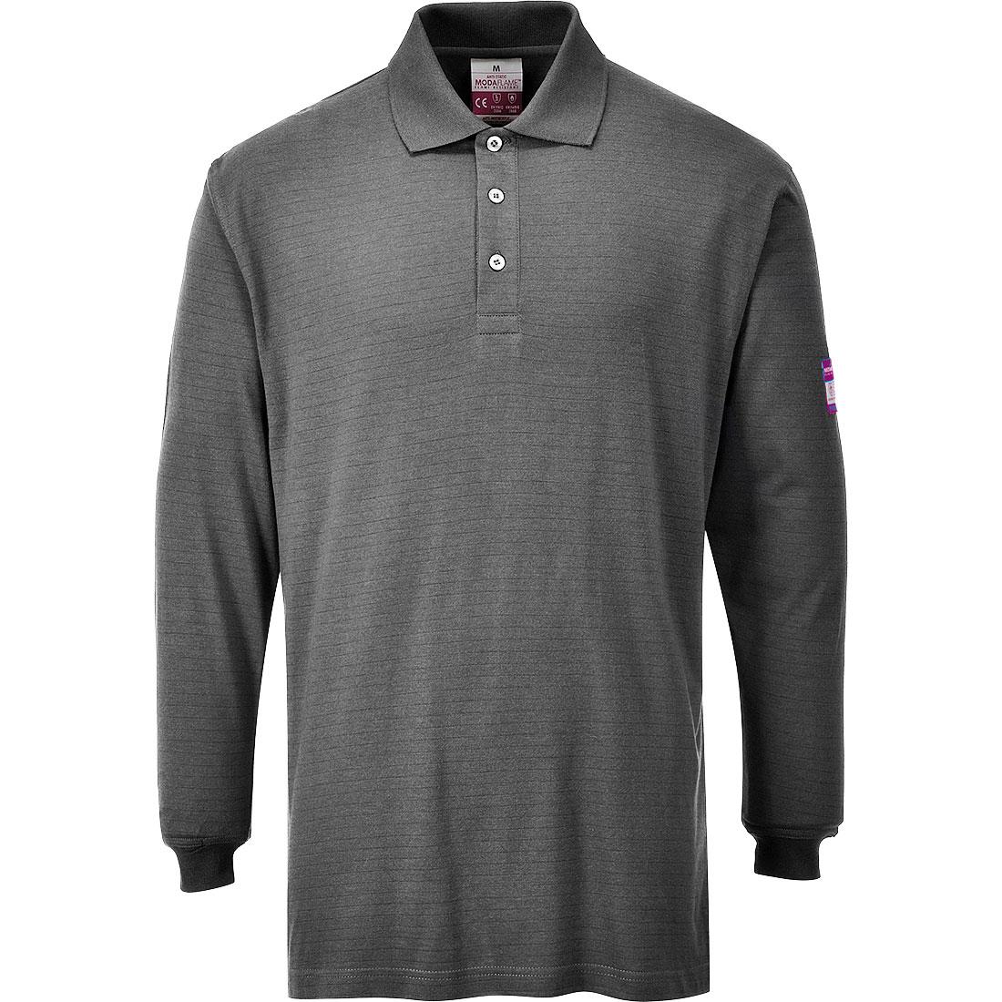 Portwest FR10 - Alev Almaz Anti-Statik Uzun Kollu Polo Shirt (Gri)